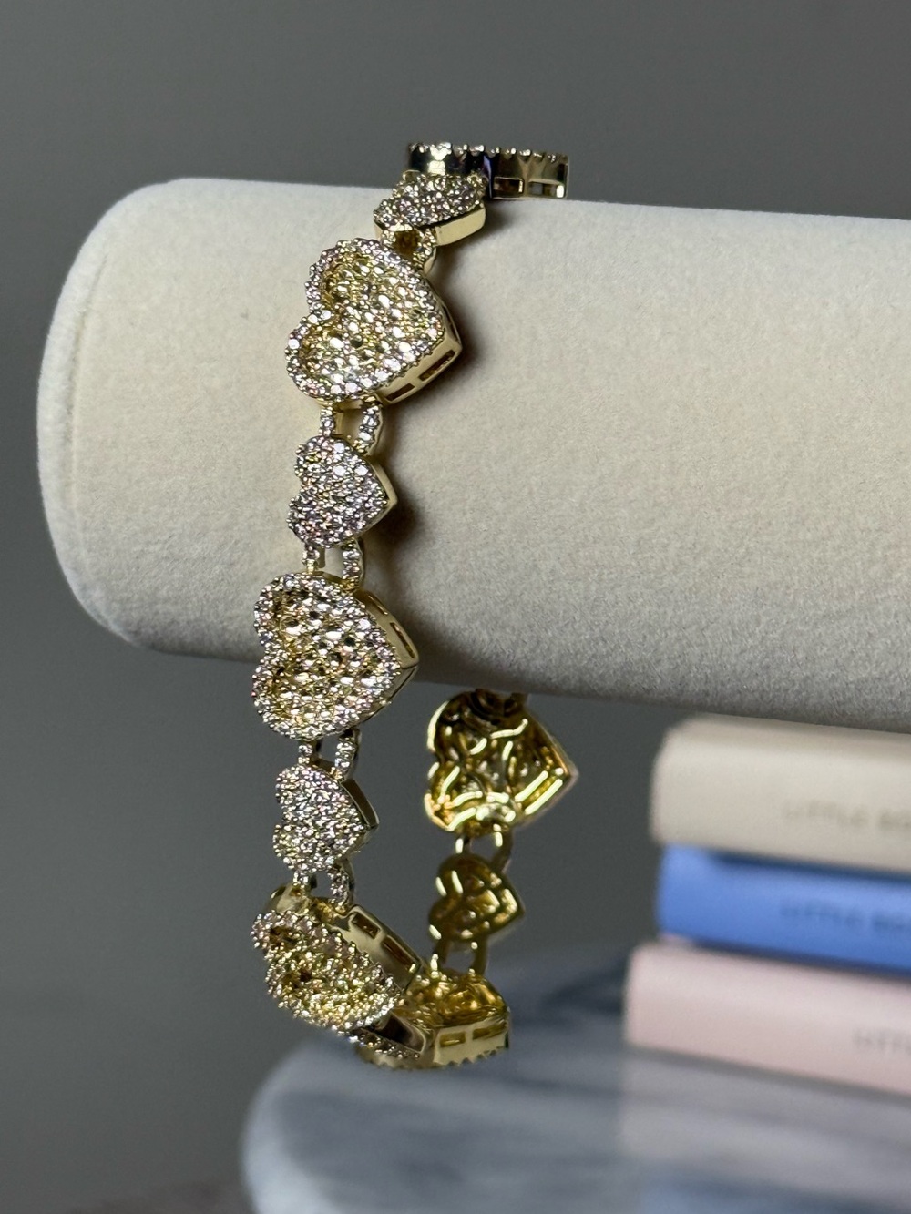 Goldoro 18k Yellow Gold Layered/GF Pave Bracelet. 8”. Brand New! #631